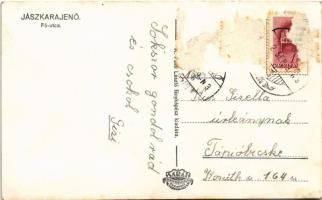 1942 Jászkarajenő, Fő utca, kisvasúti vasútállomás, vonat