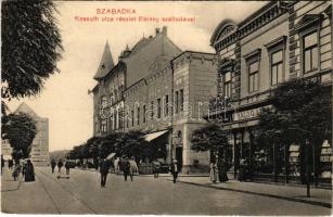 1910 Szabadka, Subotica; Kossuth utca, Bárány szálloda, Balog üzlete. Vig Zsigmond Sándor kiadása / street view, hotel, shops (EK)