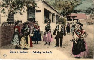 1907 Ünnep a faluban, magyar folklór / Feiertag im Dorfe / Hungarian folklore (EK)