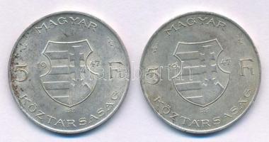 1947. 5Ft Ag "Kossuth" (2x) T:XF patina Adamo F8.1