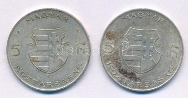 1947. 5Ft Ag "Kossuth" (2x) T:XF,VF patina Adamo F8.1