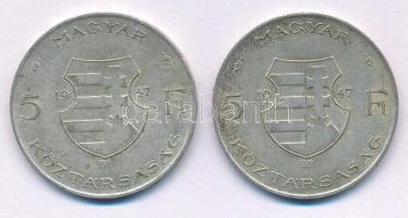 1947. 5Ft Ag "Kossuth" (2x) T:VF patina Adamo F8.1