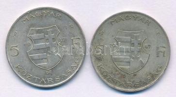 1947. 5Ft Ag "Kossuth" (2x) T:VF patina Adamo F8.1
