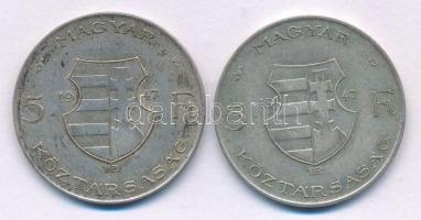 1947. 5Ft Ag "Kossuth" (2x) T:VF,F patina Adamo F8.1