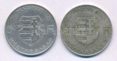 1947. 5Ft Ag "Kossuth" (2x) T:VF,F patina Adamo F8.1