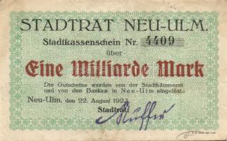 Német Birodalom/Weimari Köztársaság/Neu-Ulm 1923.8.22. 1000.000.000M T:II/III