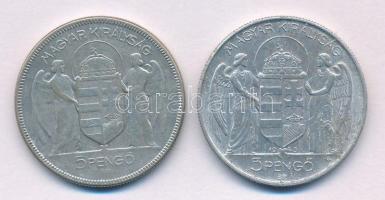 1930. 5P Ag "Horthy jobbra" + 1943. 5P Al "Horthy Miklós születésének 75. évfordulója...