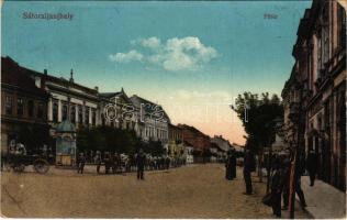 1916 Sátoraljaújhely, Fő tér. Vasúti levelezőlapárusítás 20. sz. 1915. (EK)