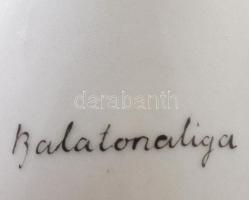 Aquincum porcelán. Balatonaligai emlék. Kézzel festett, jelzett, hibátlan 10 cm