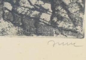 Imre István (1918-1983): Rovinj. Rézkarc, papír, jelzett, üvegezett keretben, 29×39 cm / István Imre...