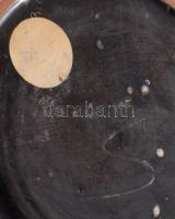 Fehér mintás hódmezővásárhelyi retro váza. Mázas kerámia, jelzett, hibátlan m: 20 cm d: 32 cm