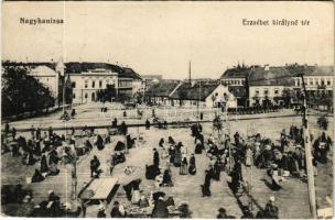 1915 Nagykanizsa, Erzsébet királyné tér, piac. Schwarz és Tauber kiadása (EK)