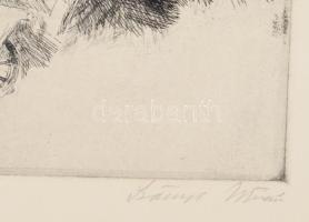 Szőnyi István (1894-1960): Holdtölte. Rézkarc, papír, jelzett. Fakeretben, 19×31,5 cm