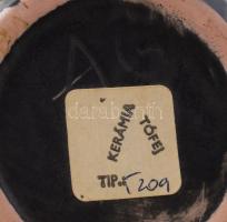 Tófej kerámia váza, mázas kerámia, jelzett, hibátlan 16 cm