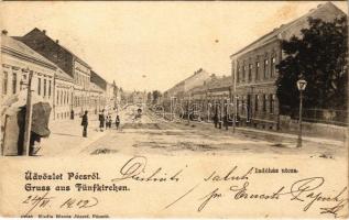 1902 Pécs, Indóház utca, vasútállomás. Blancz József kiadása (EK)