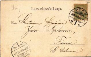 1902 Pécs, Indóház utca, vasútállomás. Blancz József kiadása (EK)