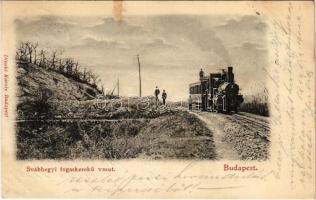 1901 Budapest XII. Svábhegyi fogaskerekű vasútállomás, vonat, gőzmozdony. Divald Károly kiadása (fl)