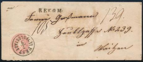 ~1864 Ajánlott levél 5kr + 10kr (eltépve / torn apart) bélyeggel PEST / LEOPOLDSTADT