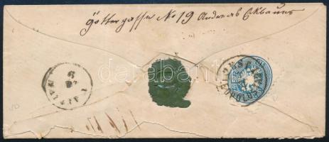 ~1864 Ajánlott levél 5kr + 10kr (eltépve / torn apart) bélyeggel "PEST / LEOPOLDSTADT"