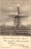 1900 Kiskunfélegyháza, Félegyháza; szélmalom. Feuer Illés kiadása / windmill