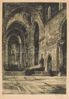 Zádor István (1882-1963): Palermo, Monreale templom. Rézkarc, papír, jelzett. Lap széle kissé foltos. 34×24 cm