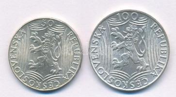 Csehszlovákia 1949. 50K Ag "Sztálin" + 100K Ag "Sztálin" T:UNC,AU patina
Czecho...