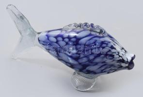 Murano ritkább kisméretű üveghal. Jelzés nélkül, hibátlan, h: 15 cm