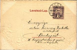 1900 Pécs, Székesegyház. Dombornyomott szecessziós virágos lap, Art Nouveau, floral