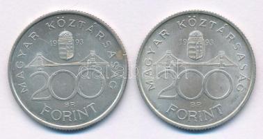 1993. 200Ft "MNB" Ag (2x) T:AU,XF
Adamo F13
