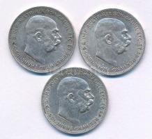 Ausztria 1913-1915. 1K Ag Ferenc József (3xklf) T:XF Austria 1913-1915. 1 Corona Ag Franz Joseph (3xklf) C:XF  Krause KM#2820