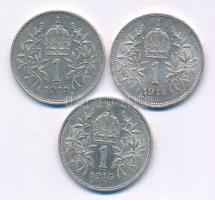 Ausztria 1913-1915. 1K Ag "Ferenc József" (3xklf) T:XF Austria 1913-1915. 1 Corona Ag &quo...