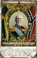 1904 Brödrafolkens val / Oscar II, King of Sweden and Norway. Art Nouveau, floral, litho with flags (EK)
