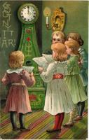 1906 Godt Nytt Ar / New Year greeting art postcard. litho s: Max Hänel (EK)