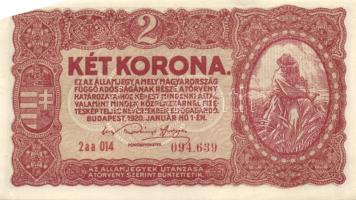 1920. 2K "2aa" 6 sorszám + 20K T:I- + 1930. 100P T:I
