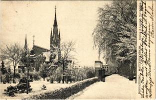 1905 Norrköping, Matteuskyrkan / church in winter (EB)