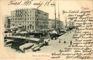 1898 (Vorläufer) Trieste, Trieszt; Piazza del Ponterosso / square, bridge
