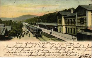1905 Wien, Vienna, Bécs XIV. Hadersdorf-Weidlingau, Weidlingau; Bahnhof / railway station, train, locomotive (fl)