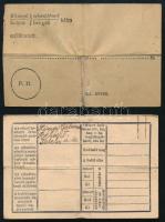 ~1940. II világháborús katonai azonossági jegy (dögcédula) papírral (60x34mm) T:XF