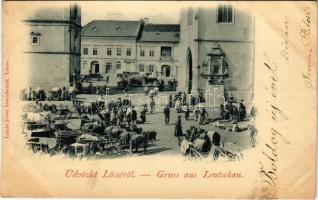 1899 (Vorläufer) Lőcse, Levoca; piac, üzletek. Latzin János kiadása / market, shops (vágott / cut)