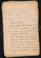 cca 1952-53 Kézzel írt receptgyűjtemény, többek közt "haditorta" és egyéb sütemények, valamint további feljegyzések háztartási kiadásokról és bevételekről, széteső állapotban