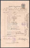 1888-1892 2 db iskolai bizonyítvány okmánybélyeggel