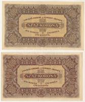 1923. 100K (2x) egyik nyomdahely jelölés nélkül, másik "Magyar Pénzjegynyomda Rt." nyomdah...