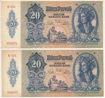 1941. 20P (2x) sorszámkövetők, alacsony C 001 009674 - C 001 009675 sorozatszámmal T:AU sarokhajlások Adamo P12