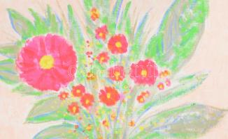 Böhm Lipót, Poldi (1916-1995): Virág és gyümölcs. Olaj, vászon, jelzett, hátoldalán Képcsarnok Válla...