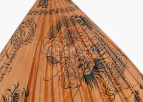 Kínai napernyő, papír, bambusz nyél, h: 68 cm, d: 100 cm