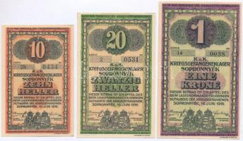 Sopronnyék / Hadifogolytábor 1916. június 16. 10f + 20f + 1K mind arab sorozat- és sorszámmal T:AU 
...