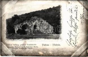 1900 Pöstyén, Piestany; A radosnai Ördög Kemence barlang. A. Bernas kiadása / Certova Pec / Teufelshöhe / Radosina cave (kis szakadás / small tear)