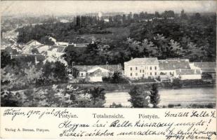 1900 Pöstyén, Piestany; látkép. A. Bernas kiadása / Totalansicht / general view