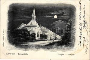 1900 Pöstyén, Piestany; Király sor este, villa. A. Bernas kiadása / Königszeile / street view at night, villa (fa)