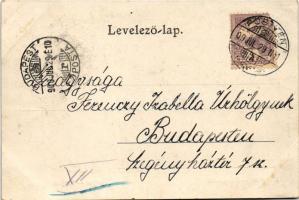 1900 Pöstyén, Piestany; Király sor este, villa. A. Bernas kiadása / Königszeile / street view at nig...